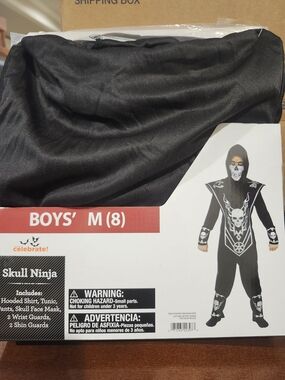 Celebrate! Boys' Black Skull Ninja Costume - Size M (8)